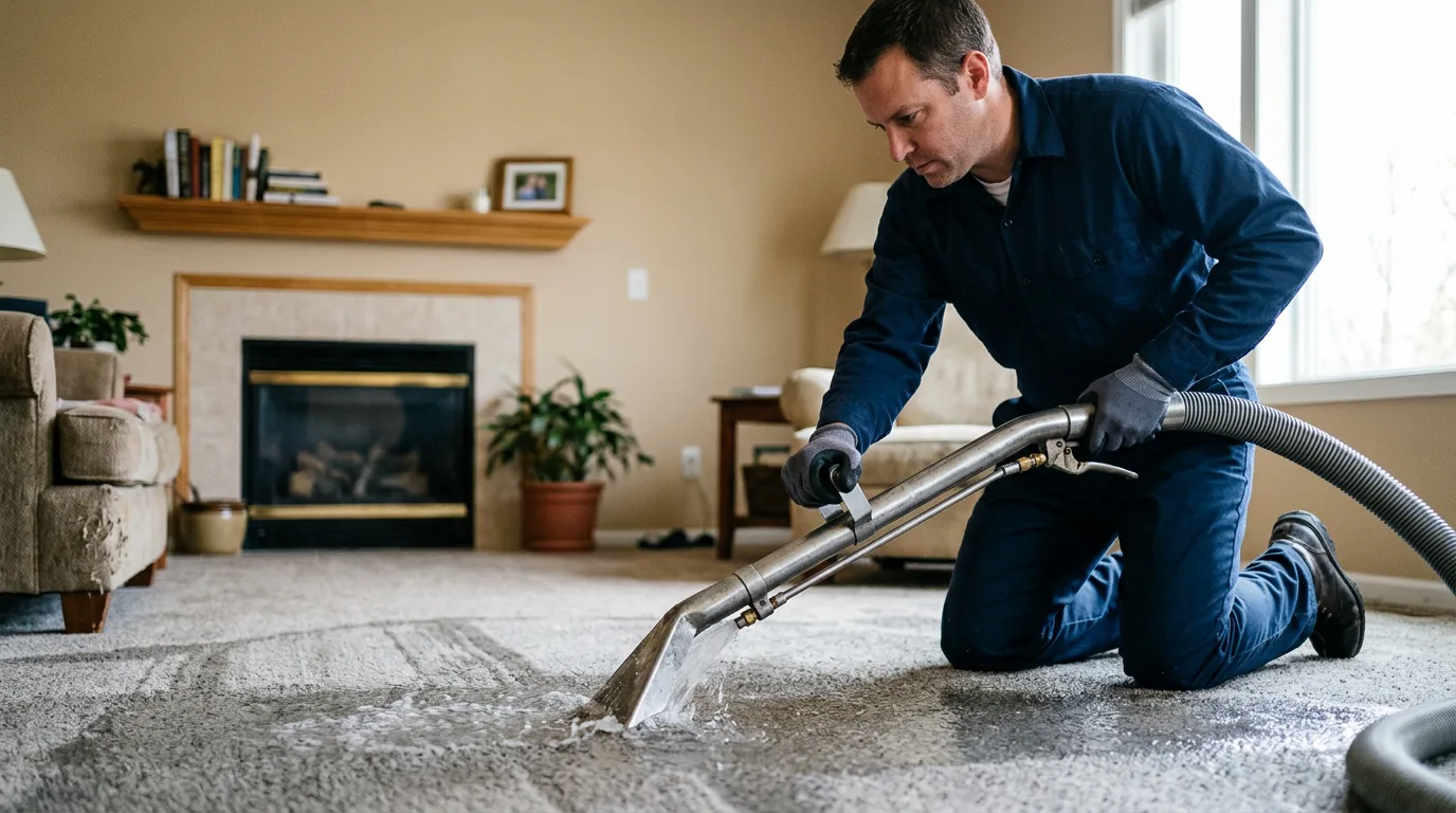 Water damage restoration technician working near Lake, MI